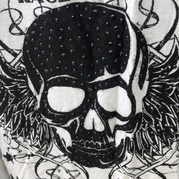 𝅺SEXY sheer motorcycle skulll rock shirt blouse by Voice of California - Picture 9 of 9